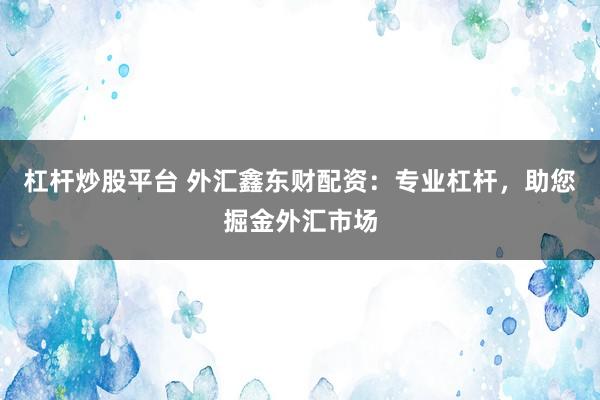杠桿炒股平臺 外匯鑫東財配資：專業(yè)杠桿，助您掘金外匯市場
