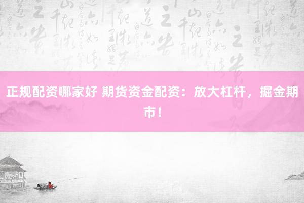 正規(guī)配資哪家好 期貨資金配資：放大杠桿，掘金期市！
