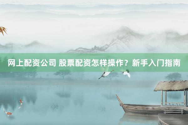 網(wǎng)上配資公司 股票配資怎樣操作？新手入門指南