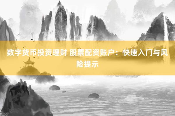 數(shù)字貨幣投資理財 股票配資賬戶：快速入門與風(fēng)險提示