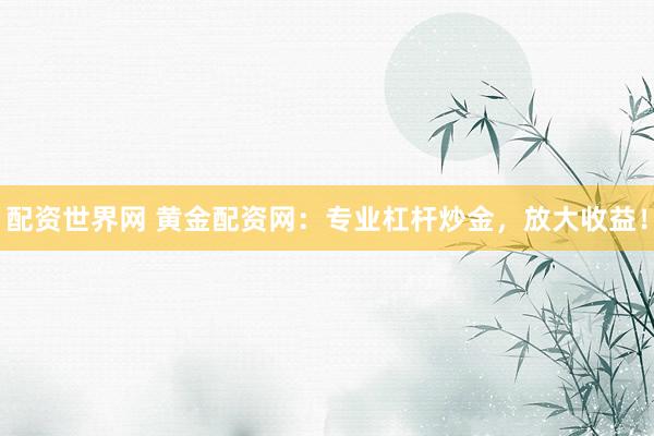 配資世界網(wǎng) 黃金配資網(wǎng)：專業(yè)杠桿炒金，放大收益！